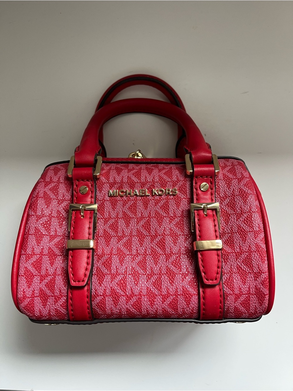 Michael Kors Red Small Satchel with Gold Hardware